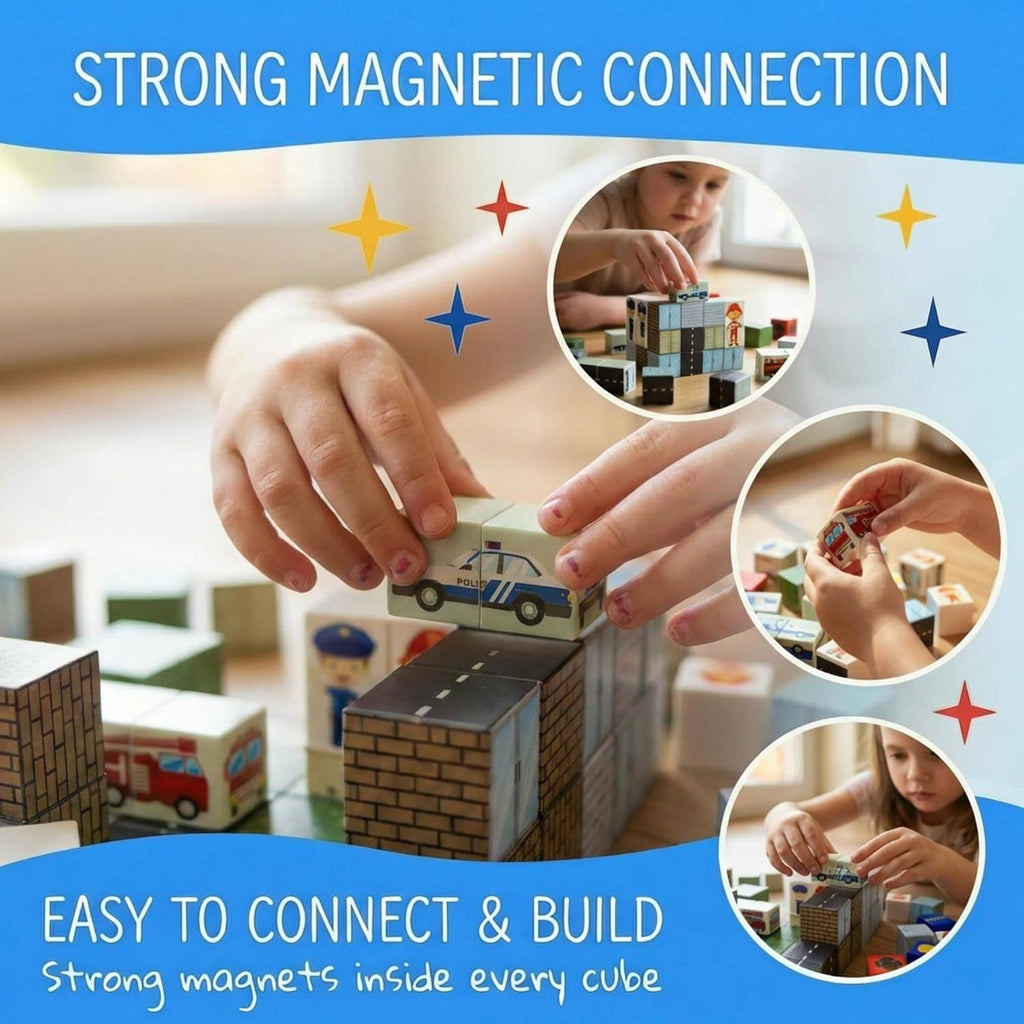 Magnetic Building Blocks Police City Set