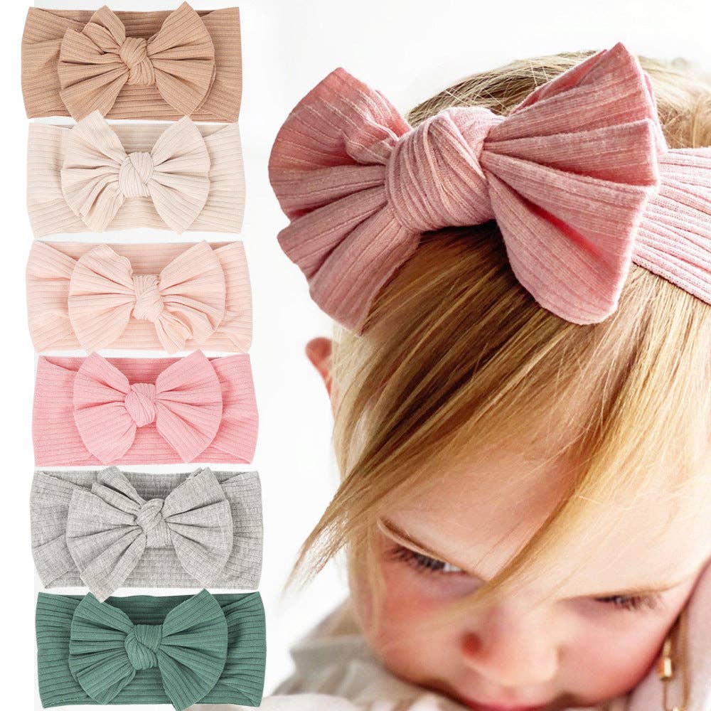 Children's Solid Color Bow Headbands Cotton