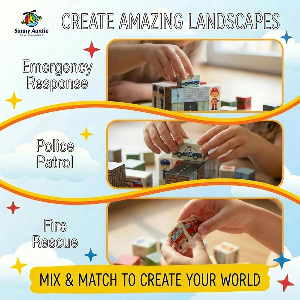 Magnetic Building Blocks Police City Set