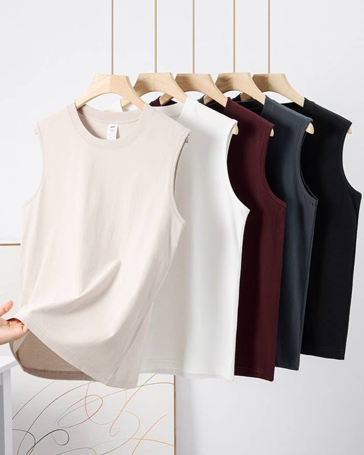 Essential basic plain cotton workout muscle tank top