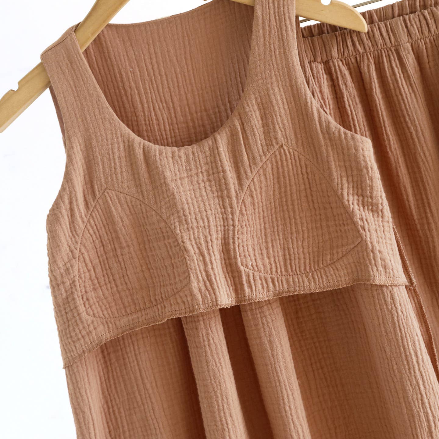 Cotton Built-in Bra Tank Top & Shorts Lounge Set In Solid
