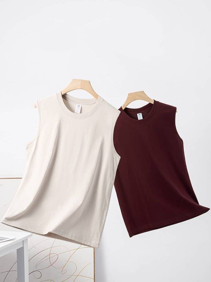 Essential basic plain cotton workout muscle tank top
