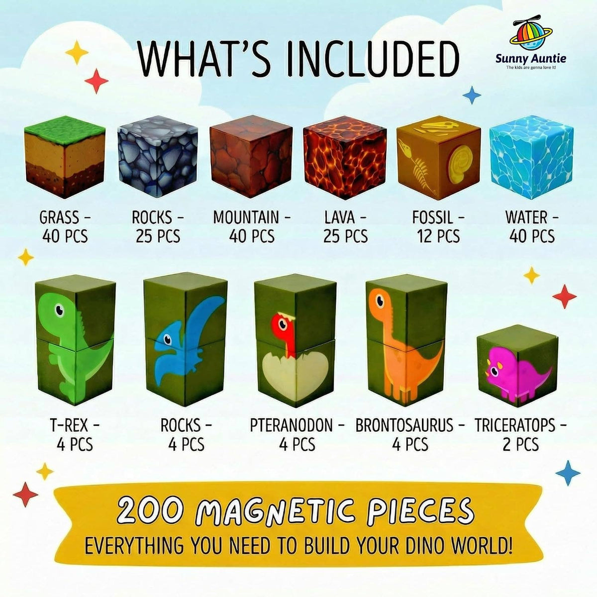 Magnetic Building Blocks Dinosaur Set