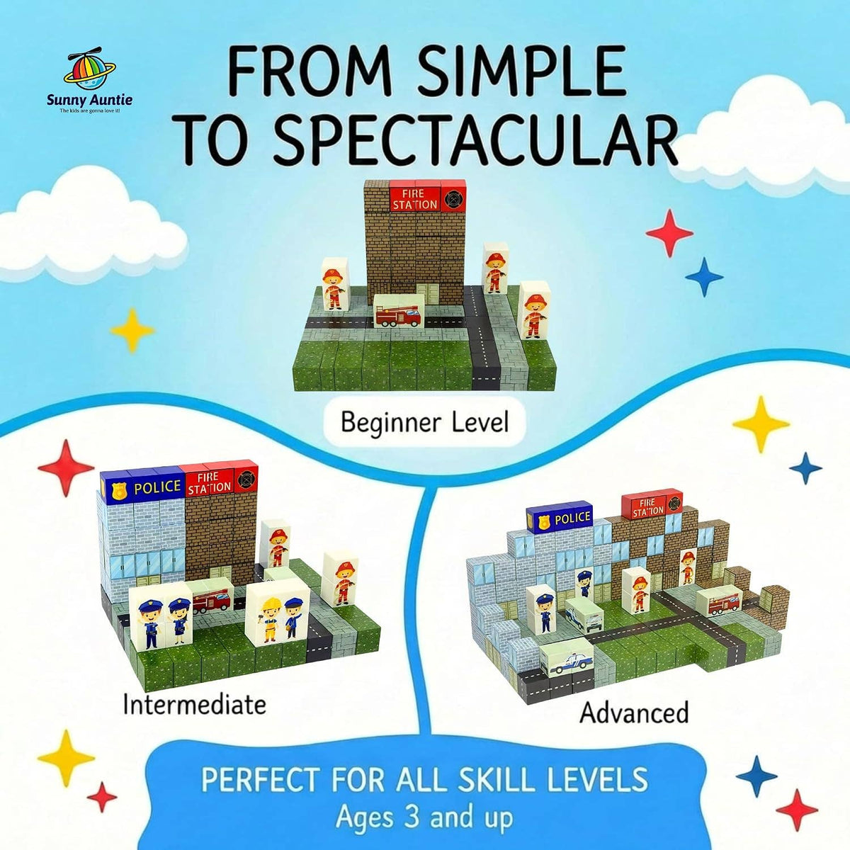 Magnetic Building Blocks Police City Set