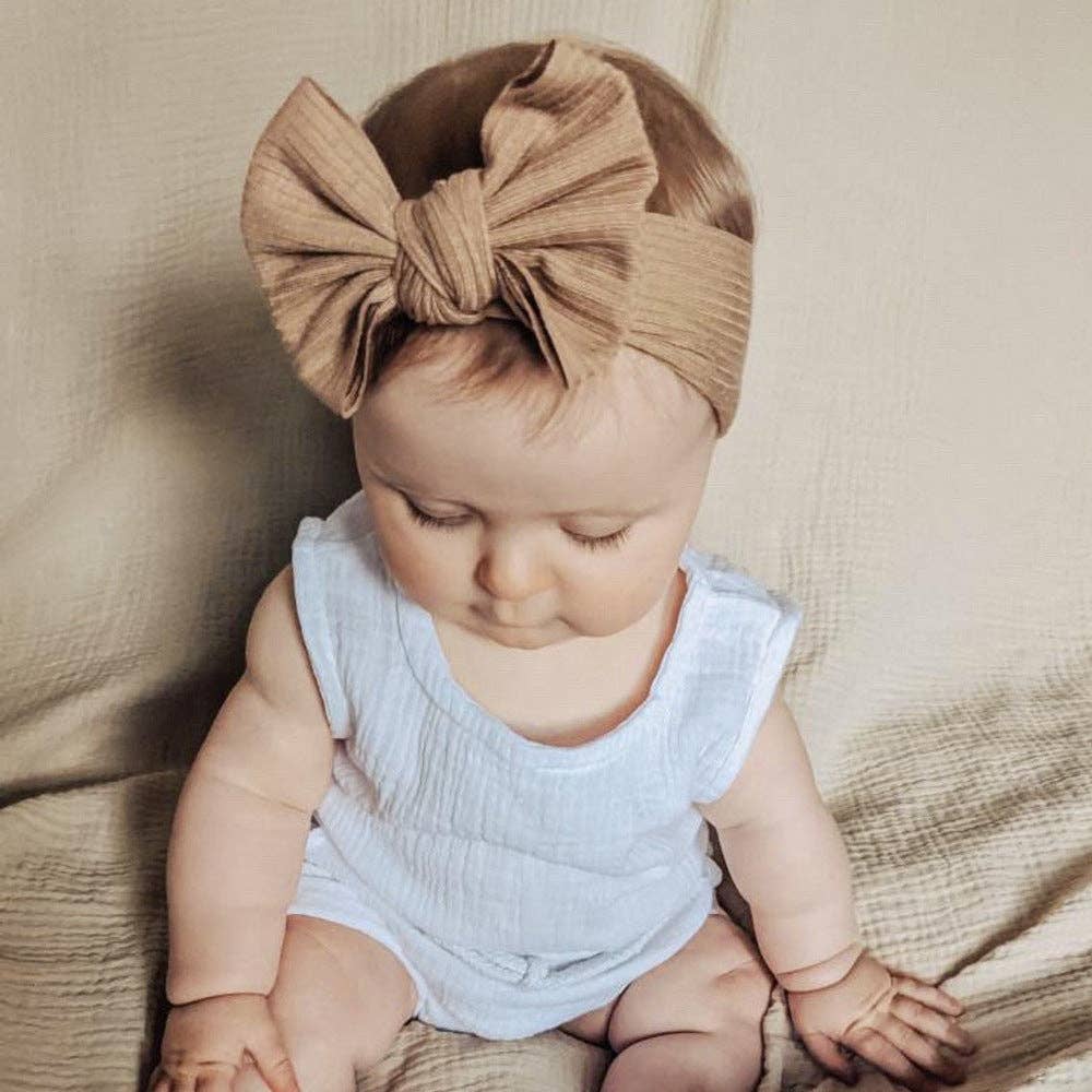 Children's Solid Color Bow Headbands Cotton