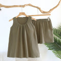 Cotton Built-in Bra Tank Top & Shorts Lounge Set In Solid