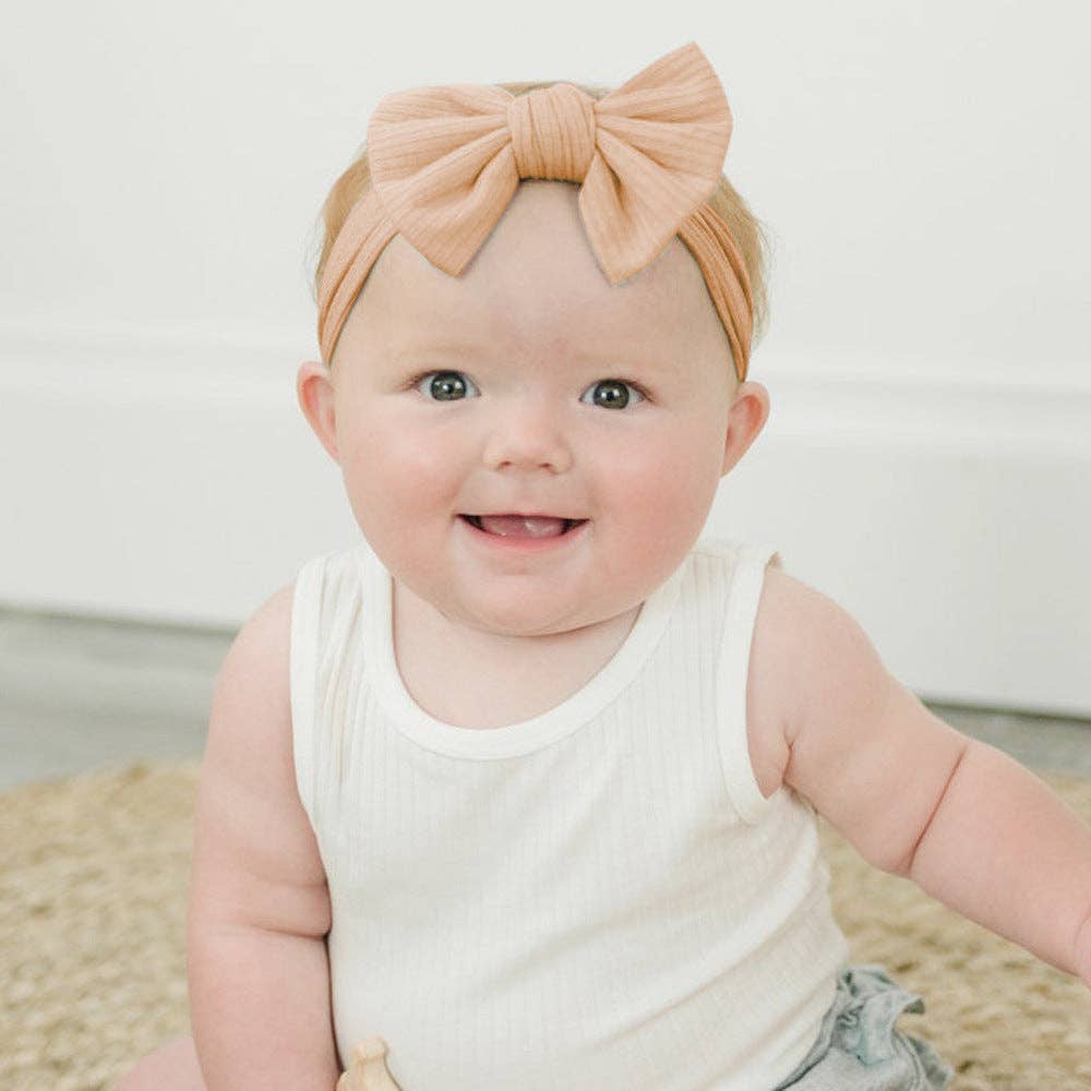 Children's Solid Color Bow Headbands Cotton