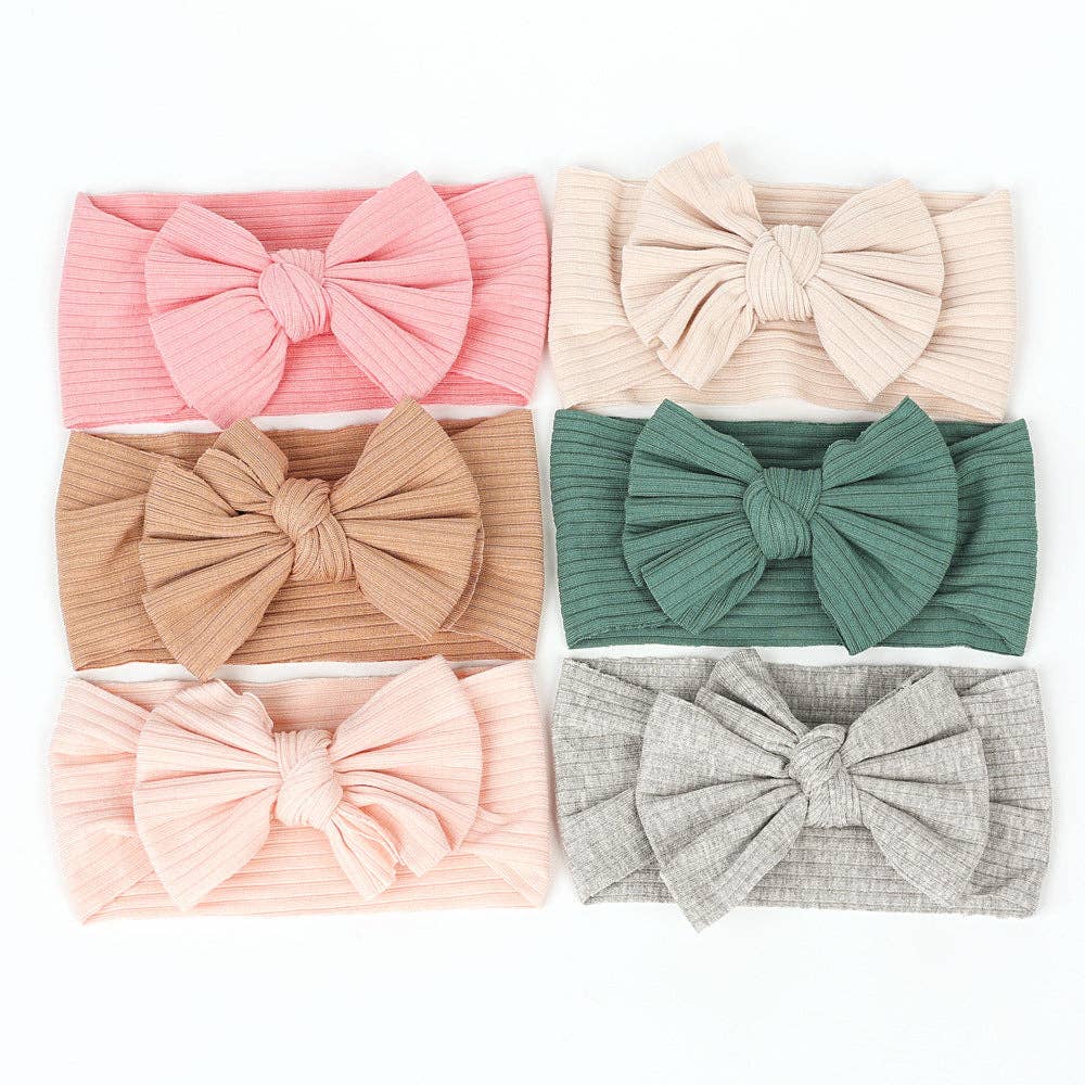 Children's Solid Color Bow Headbands Cotton